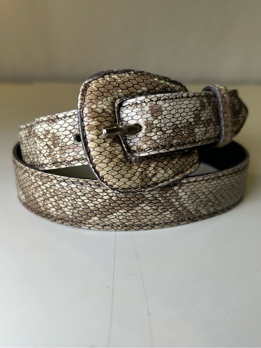 Mulberry Genuine Leather Snake Embossed Belt Wrapped Buckle Made in England. S